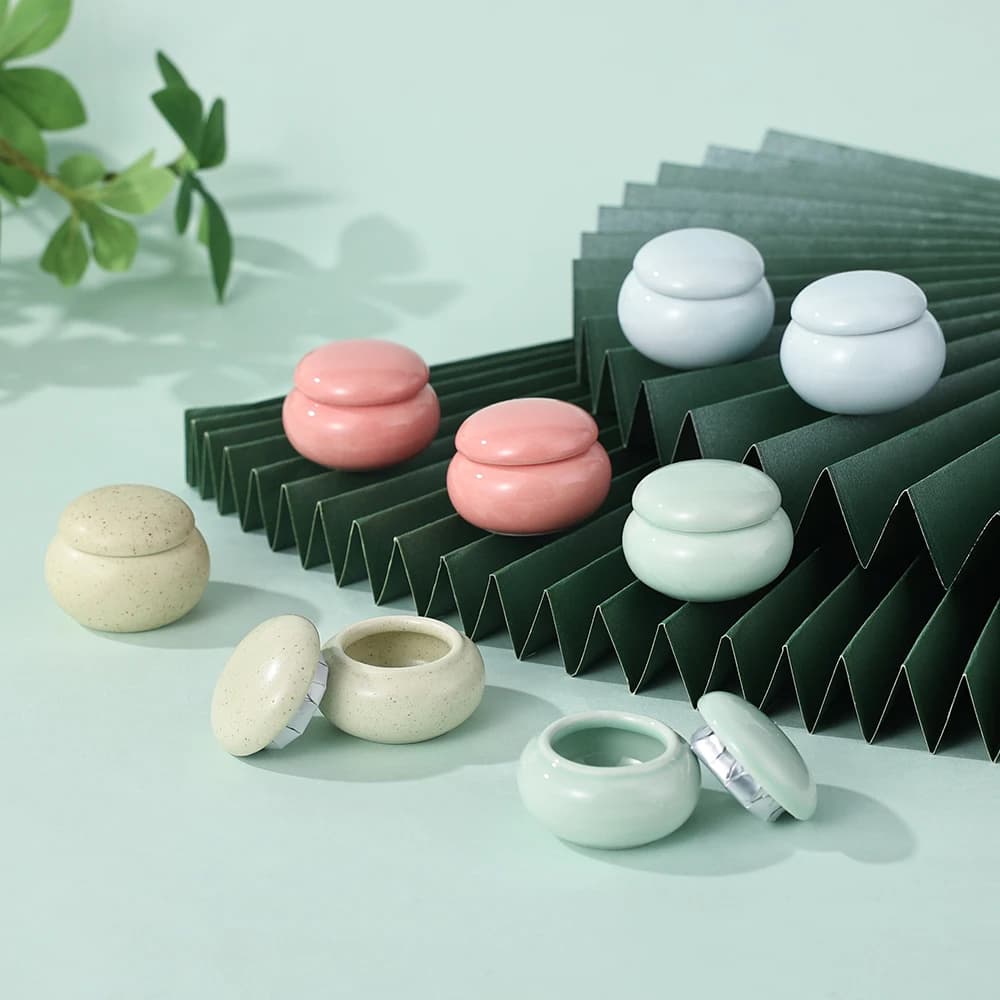 10 pz 5 ml Serbatoio di Stoccaggio Barattolo Cosmetico In Ceramica Scatole Crema Per Il Viso Contenitori Per Tè Con Coperchio Vuoto per Cosmetici FAI DA TE Barattolo di Ceramica Blush