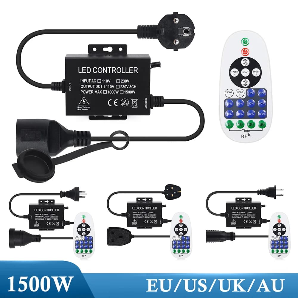 110V 220V LED Dimmer 23 tasti Telecomando Dimmerabile US/EU/UK/AU Kit spina CA per striscia LED/Ghirlanda luci di Natale/Lampadina LED
