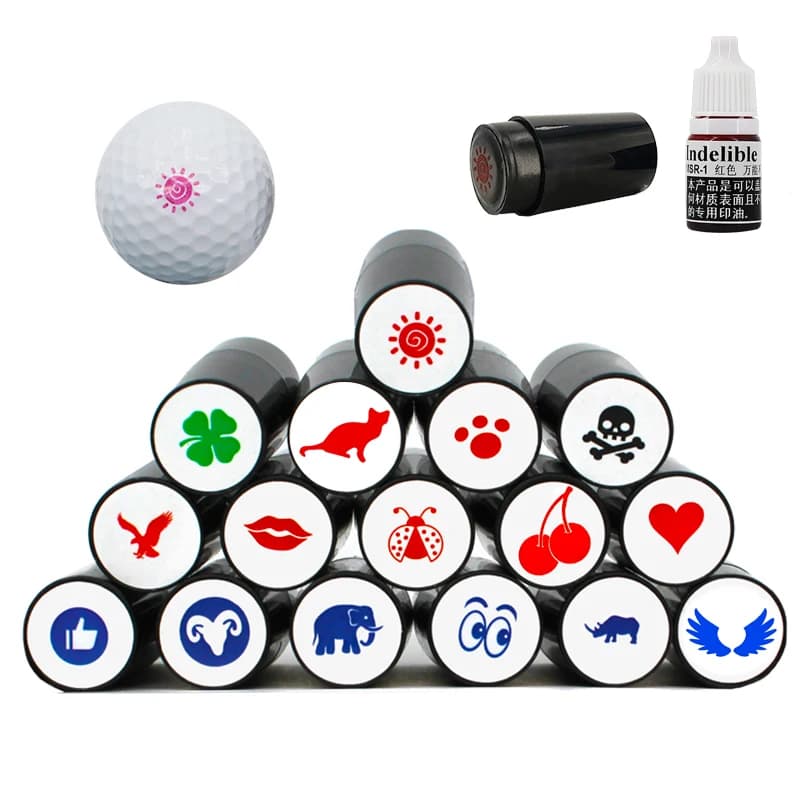 Pennarello per timbri per palline da golf portatile Vari stili Sigillo per impronte Plastica a lunga durata ad asciugatura rapida come regalo Accessori da golf