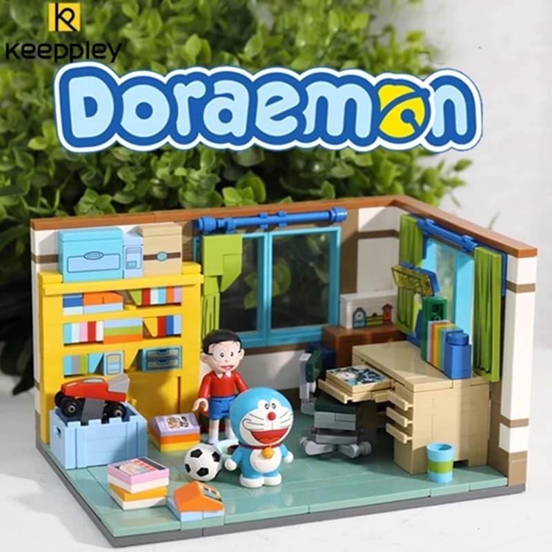 Keeppley Building Blocks Animazione Camera di Doraemon Nobita Fondo in cemento Modello Ornamenti Puzzle Splicing Collezione di giocattoli Regalo