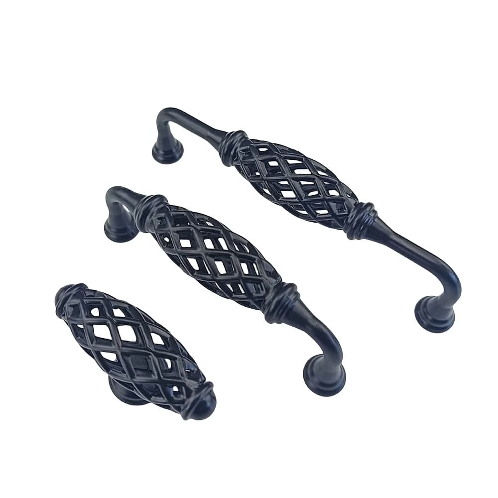 Maniglia per gabbia per uccelli a spirale in bronzo verde per mobili da cucina manopola per porta cassetto armadio comò armadio maniglia nera per maniglie