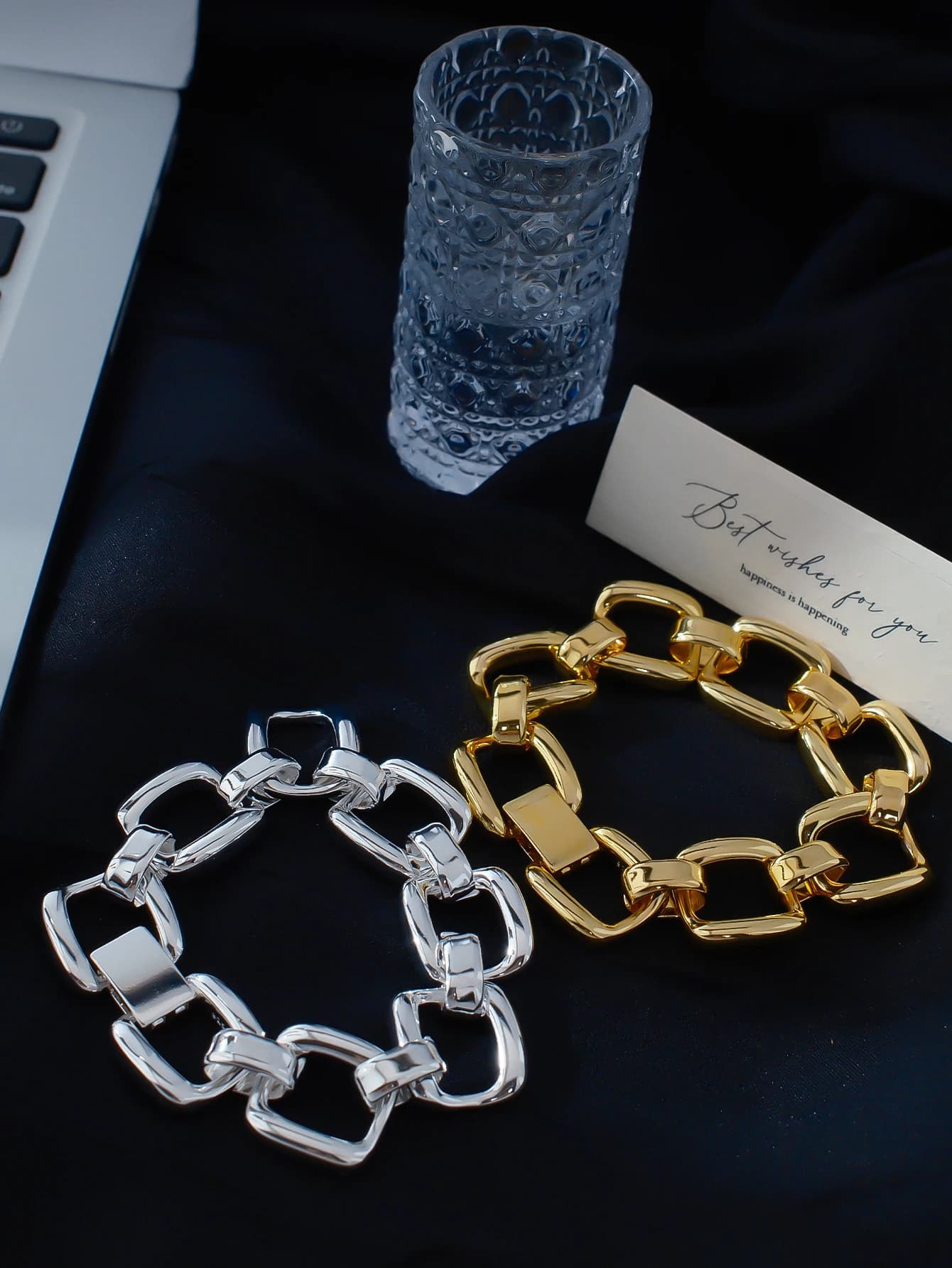 Bracciale Minimalista Geometrico Traforato alla Moda per Donne, Catena Spessa Vintage, Stile Hong Kong, Gioielli Trendy di Alta Gamma
