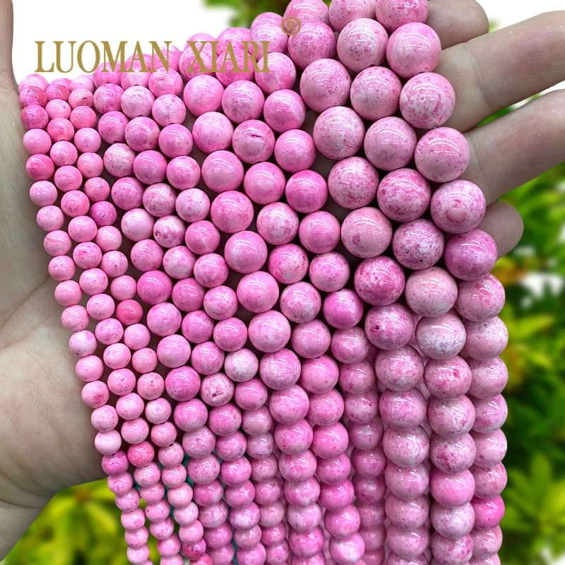 6/8/10/12 MILLIMETRI Natural Stone Fossil Rosa Rotonda Branelli Trained Spacer for the Production of FAI Jewels by TE Earrings Bracelet Pendants and pendants accessories 15''