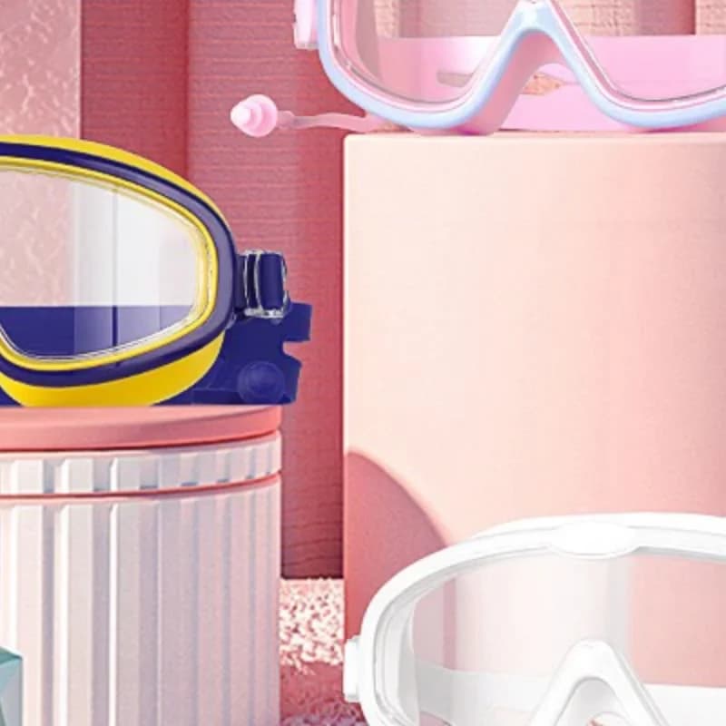 Kids Big Frame Swimming Goggles With Earplugs Children's Anti-fog Swimming Glasses Boys Girls Pool Beach Eyewear Swim Goggles