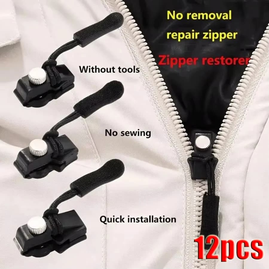 Universal Hinges Repair Kit 3-12 Pieces, Quick and Instant Hinge Head Replacement, Hinge Hinges Cursor, Bags, Coats, Sewing