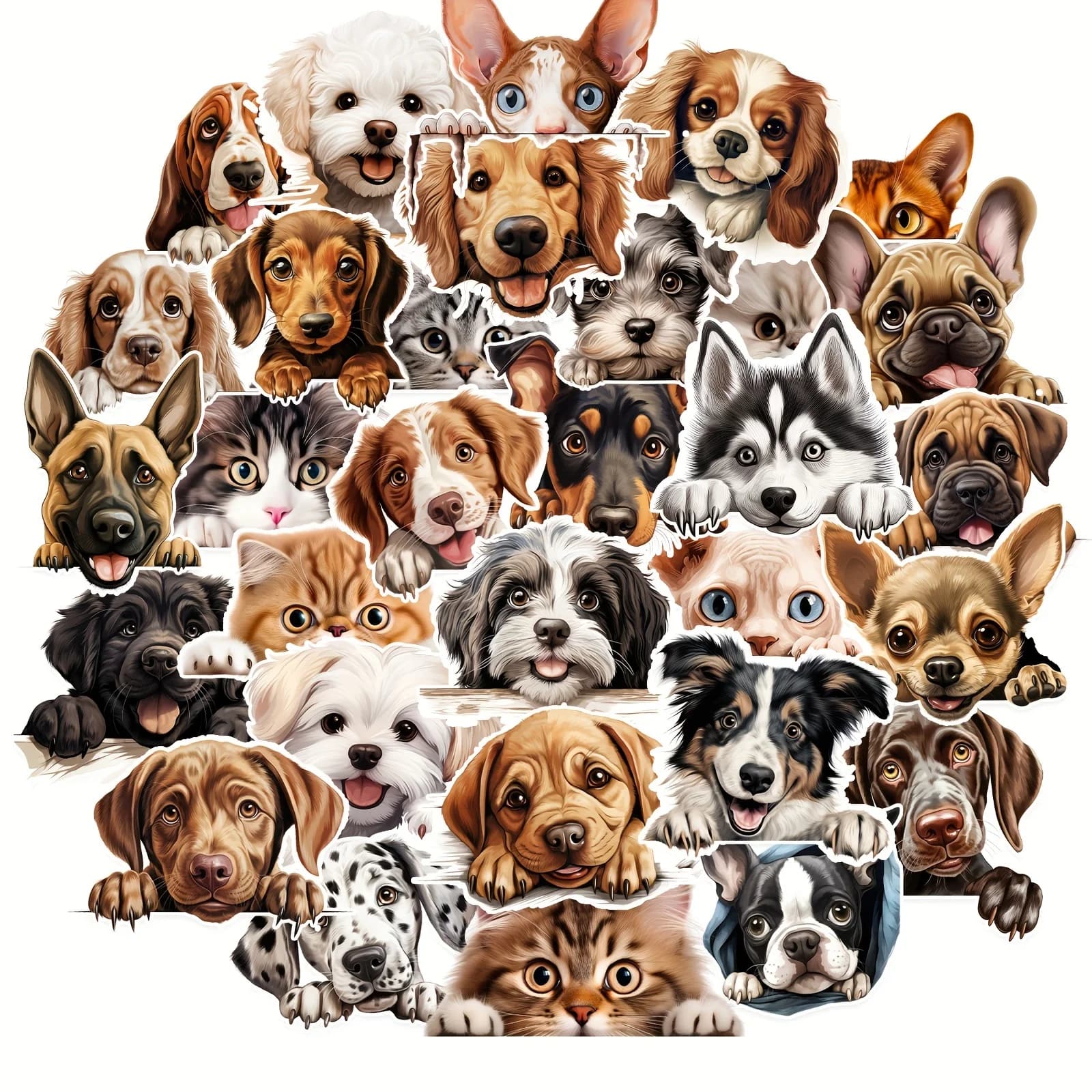 50 pezzi/borsa divertenti adesivi per cani gatto, impermeabili, adatti per valigia skateboard bagagli fai da te telefono portatile giocattoli di cancelleria creativa