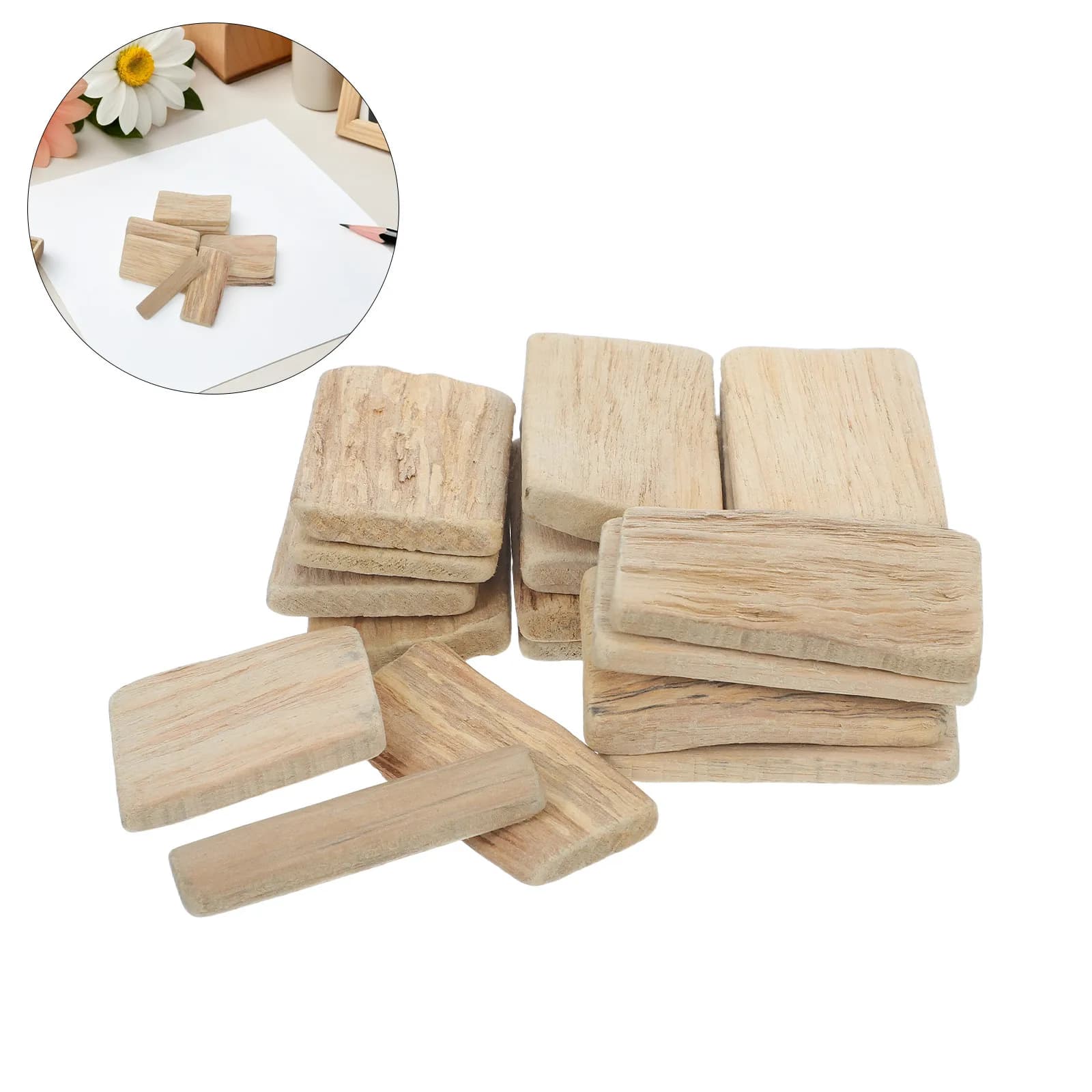 25 Pezzi di Legno Naturale, Mini Tronchetti di Legno Non Finito per Artigianato, Decorazioni per Acquari, Cubi di Legno Naturale per Intaglio