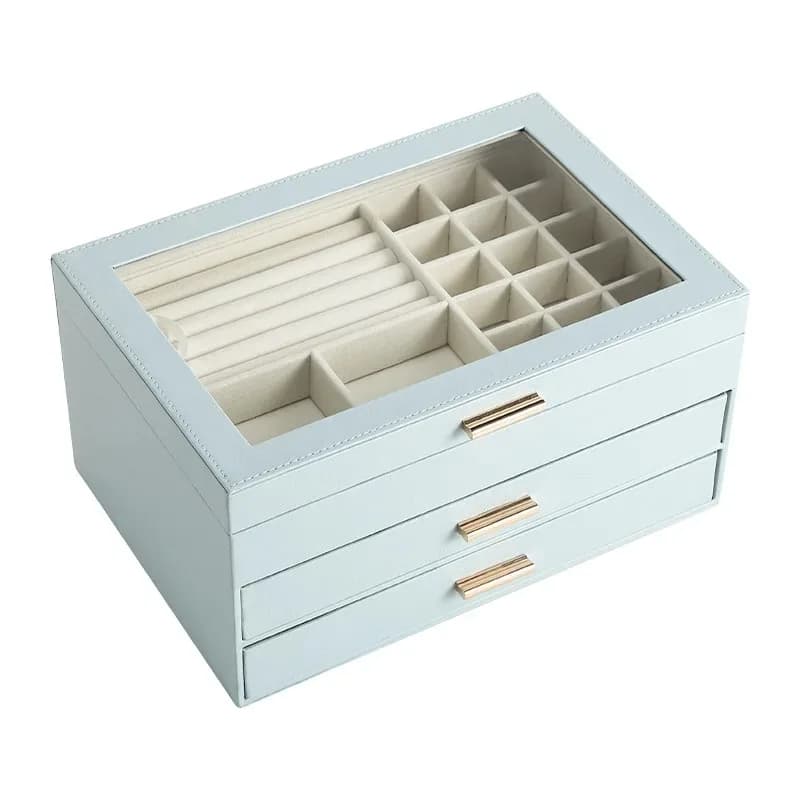 Portagioie in pelle Organizer Case Display collana con bracciale da donna scatole per gioielli di grandi dimensioni di lusso scatola per anelli di stoccaggio per orecchino