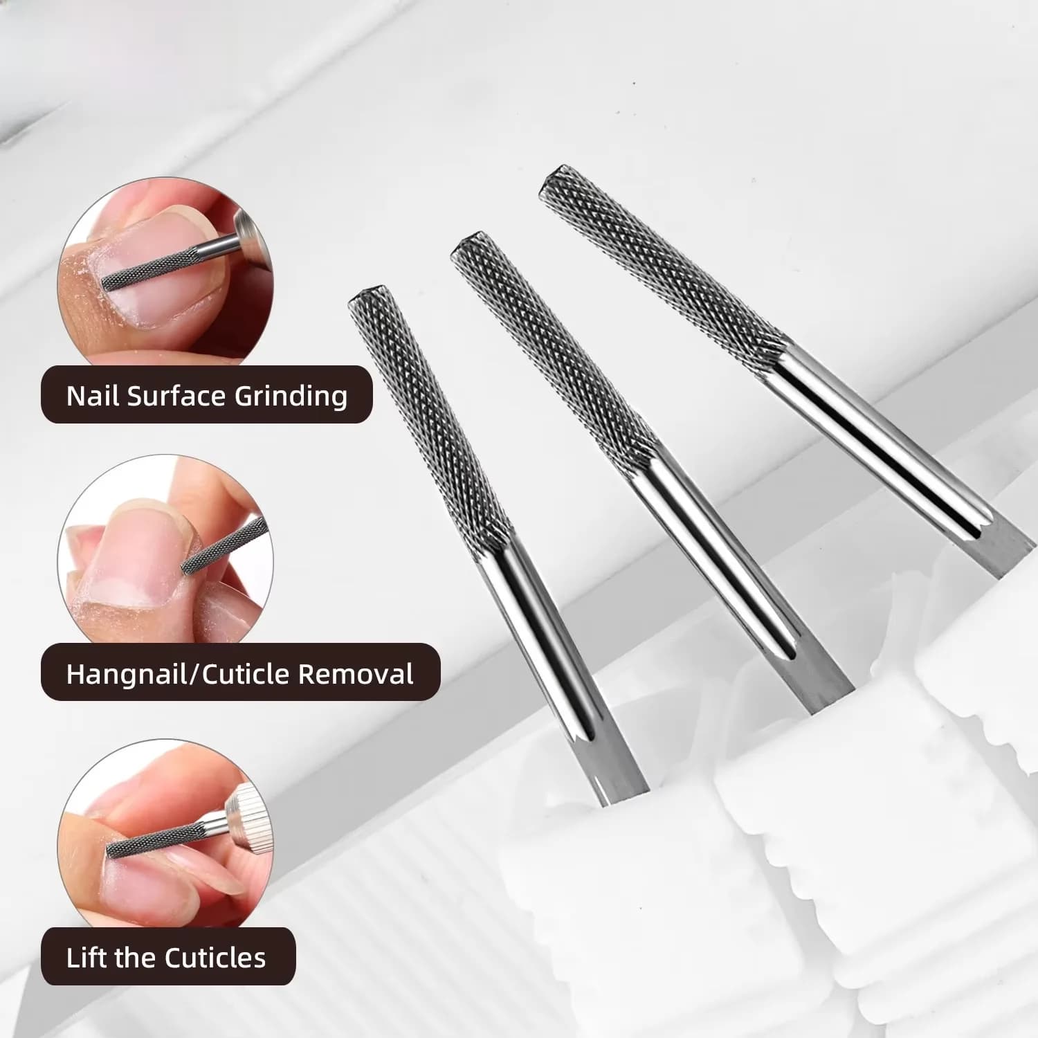Professional Carbide Nail Drill Bits - 3/32" Fit,Smooth Round Top for Acrylic, Gel & Natural Nails - Odorless Pedicure & Manicur