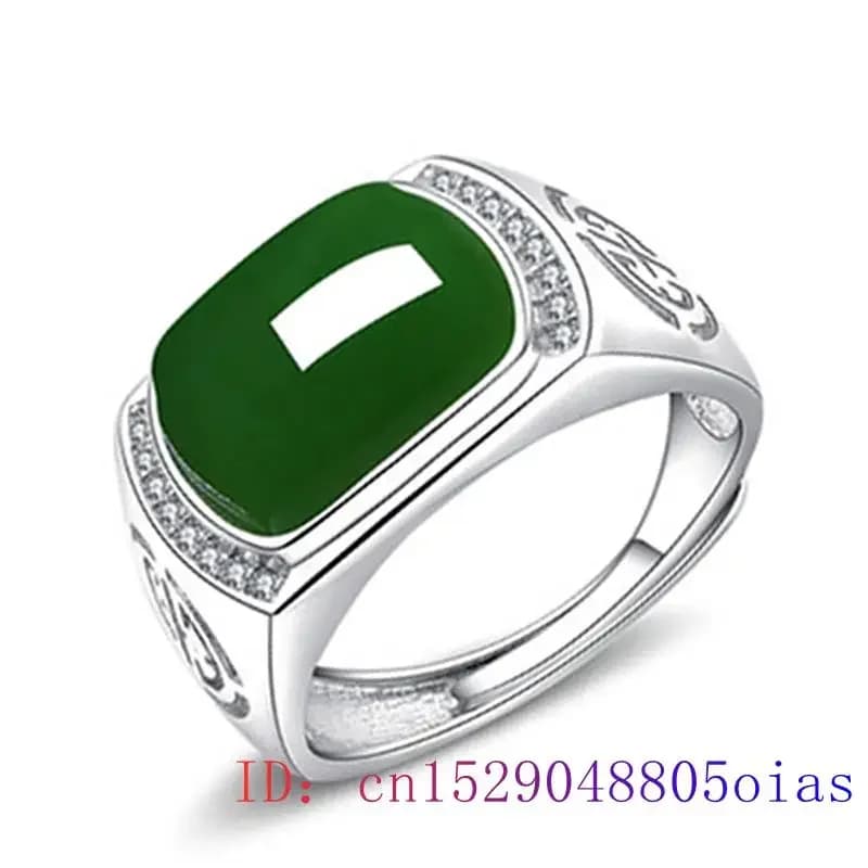 Anello di giada verde Regali Moda Uomo Fascino Pietra preziosa Cristallo Gioielli da donna Zircone Amuleto fortunato Calcedonio naturale