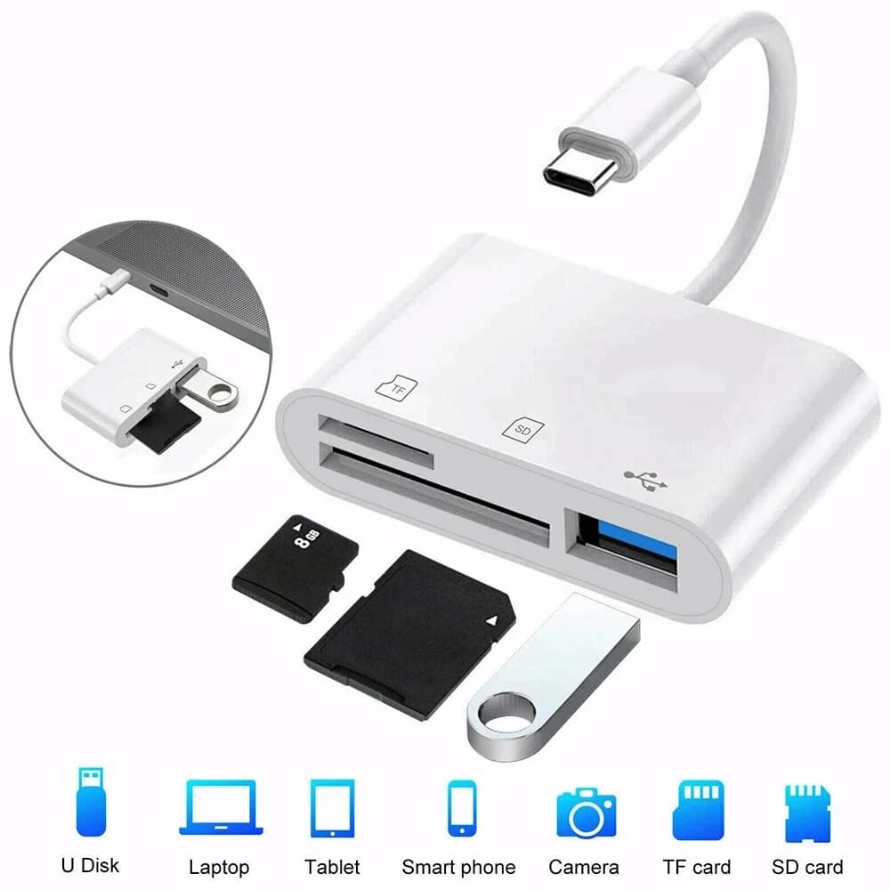 Docking station hub USB all-in-1 Memory card SD card reader TF USB-A Splitter OTG USB-C Adapter for iPhone iPad MacBook PC