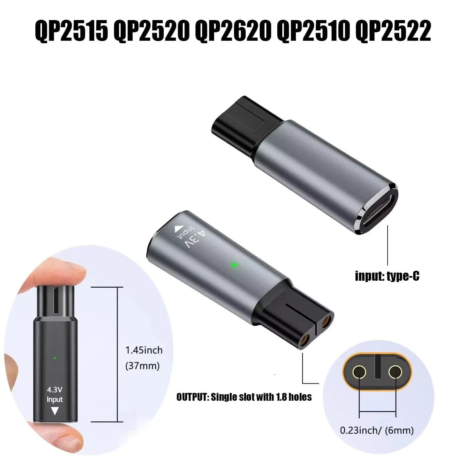 4.3 V Type C Razor Charging Converter for Philips One Blade and Oneblade Pro QP6510 QP6520 QP6530
