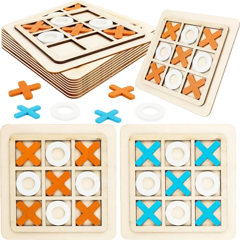 Giochi in legno Tic Tac Toe Modelli puzzle XO Tavolo Gioco da tavolo per scacchi per bambini Attività familiari Giocattoli educativi Regalo di compleanno