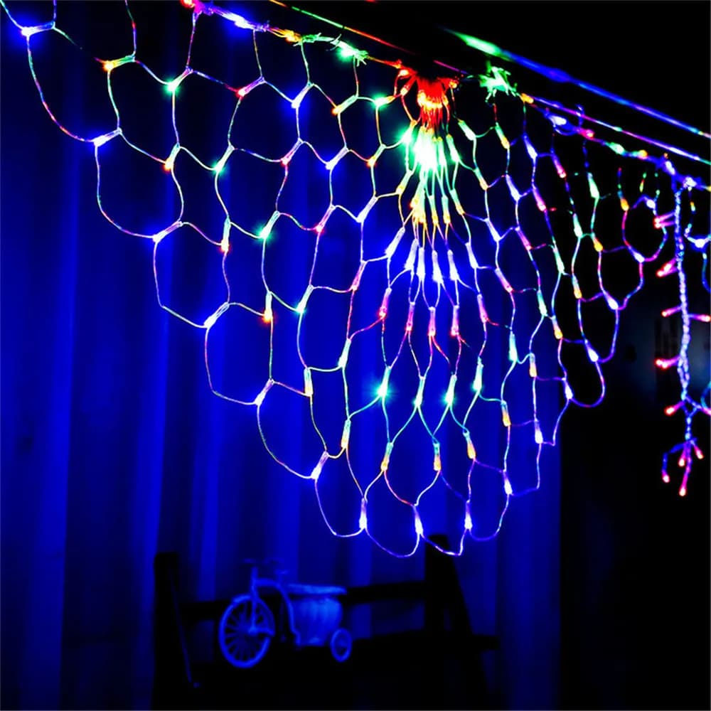 Luci a rete per pavone da esterno 8 modalità Luci a rete natalizie per decorazioni per finestre sospese impermeabili per matrimoni, feste, patio