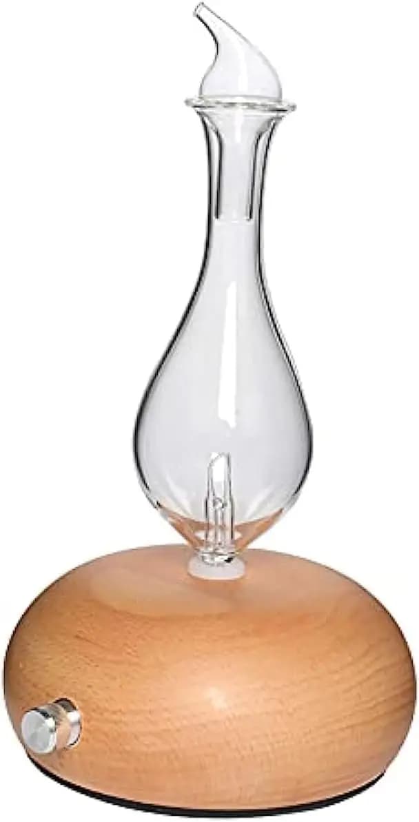 Nuovo Diffusore di Oli Essenziali Nebulizzante 2026, Diffusore di Aromaterapia in Vetro Fatto a Mano con Base in Legno, Alimentato USB per Casa