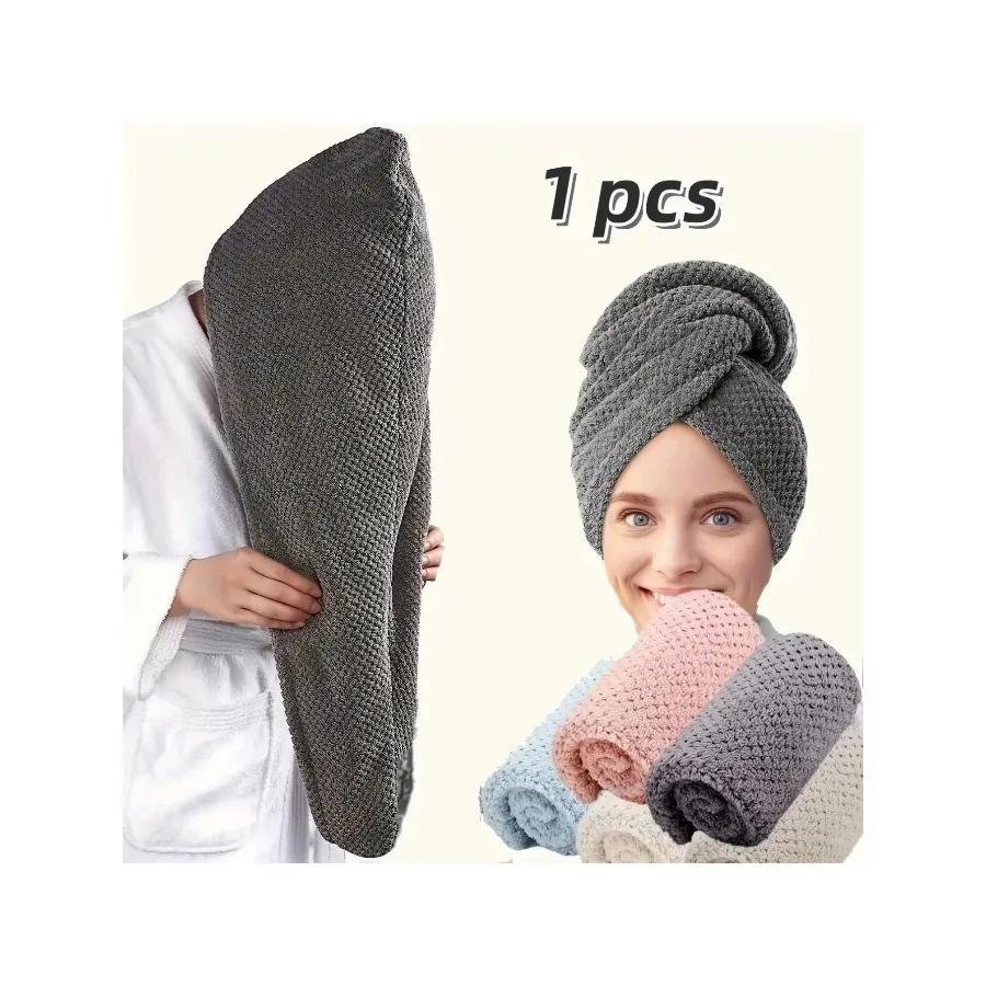 1pcs Pink dry hair towel hair towel Textured dry hair cap absorbent hair towel wrap