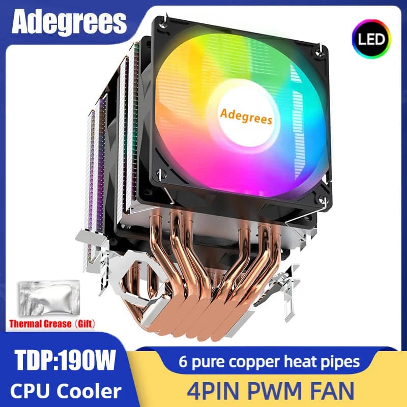 6 tubi di calore CPU Cooler 4Pin PWM PC Procesor dissipatori di calore per Intel LGA 1700 1200 1150 1151 1155 2011 X79 X99 AM3 AM4 ventola di raffreddamento