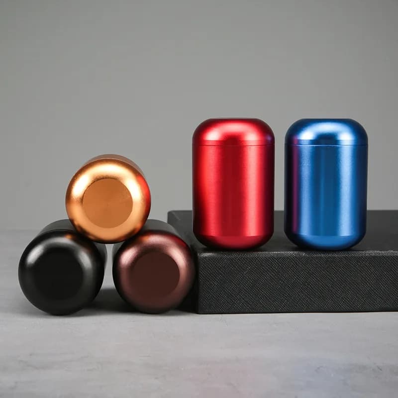 Exquisite Barter of Al 45*70MM Alloy Tea Leaves Capsules Tobacco Storage Can Preserve Herbal Spice Case Smoking Accessories