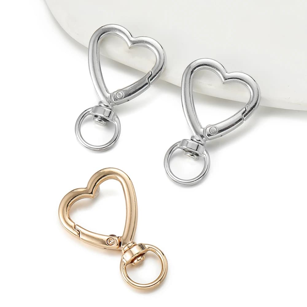 5 heart-shaped swivel pieces with spring snap chain key chain snap closure for diy jewelry accessories
