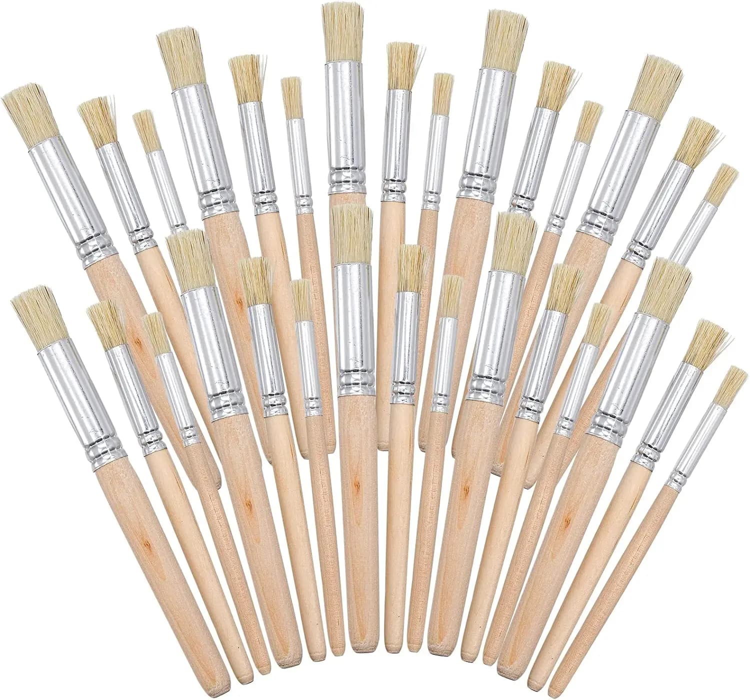 6/12/18pcs Stencil Paint Brushes Set Bristle Hair Wooden Handle Perfect for DIY Crafts Watercolor, Oil, and Acrylic Painting