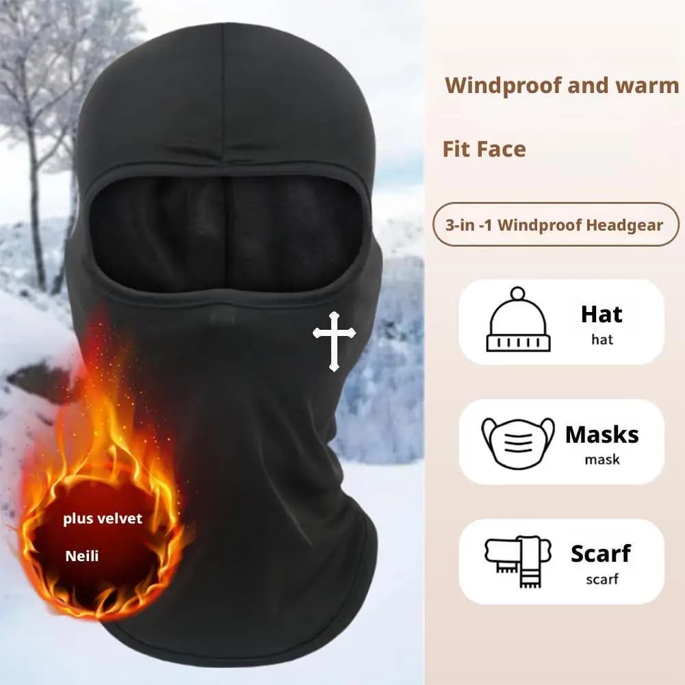 Berretti passamontagna trasversali neri traspiranti per uomo Maschera da sci per il viso Beanie Four Seasons Bicicletta Escursionismo Sport all'aria aperta Strumento Cofano