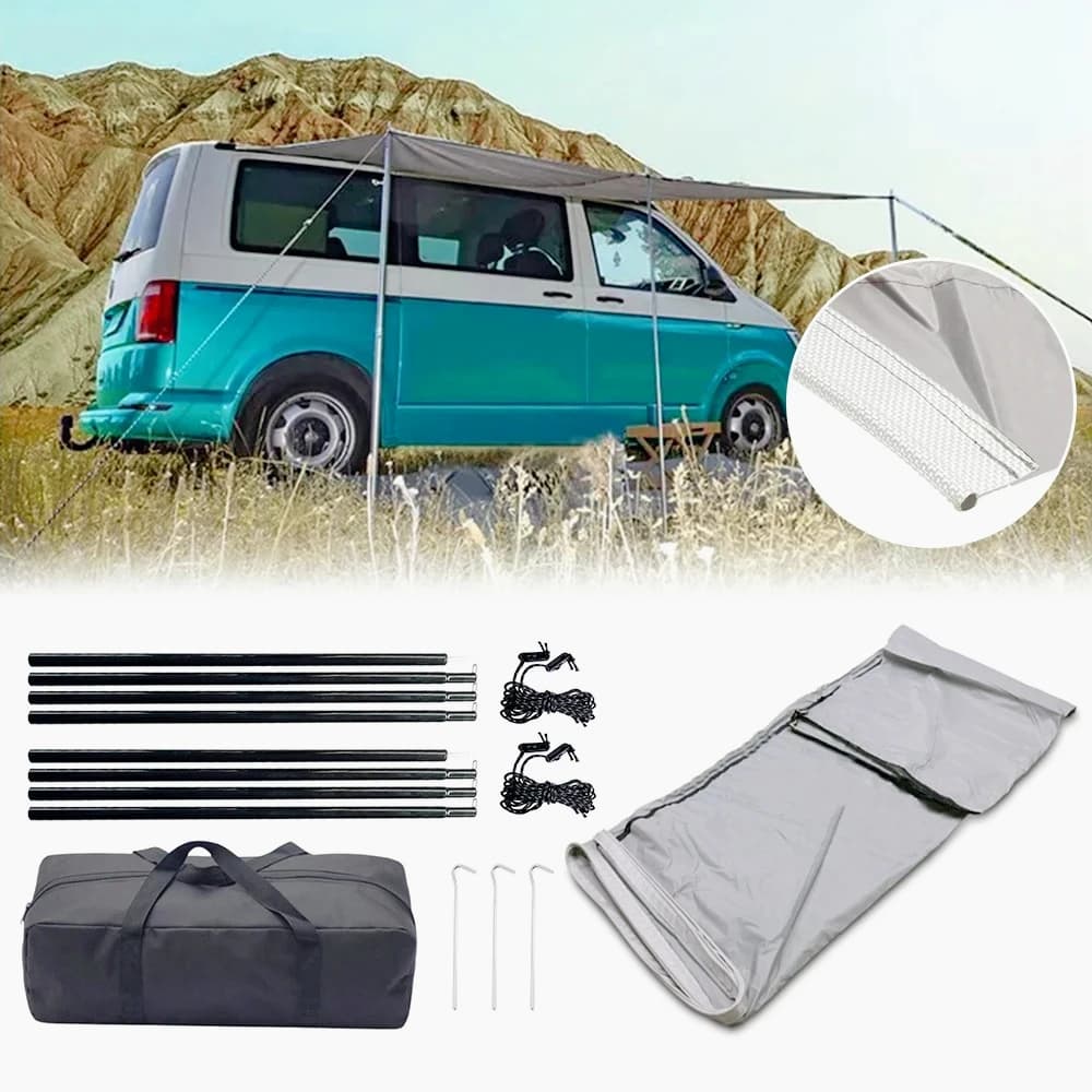 RV Sun Canopy Awning Caravan Side Tent 2.5x2.4m Outdoor Camping Shelter with Storage Bag for Campers Hikers Accessories