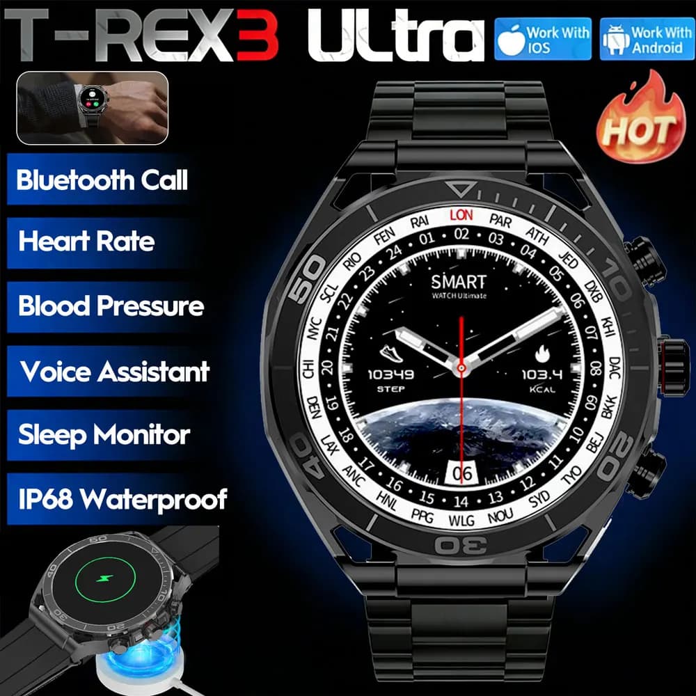 Nuovo Smartwatch ULTIMATE DESIGN con schermo AMOLED HD da 1,63 pollici, chiamate Bluetooth, oltre 100 modalità sportive, orologio smart di alta qualità per uomo, ideale per il business.