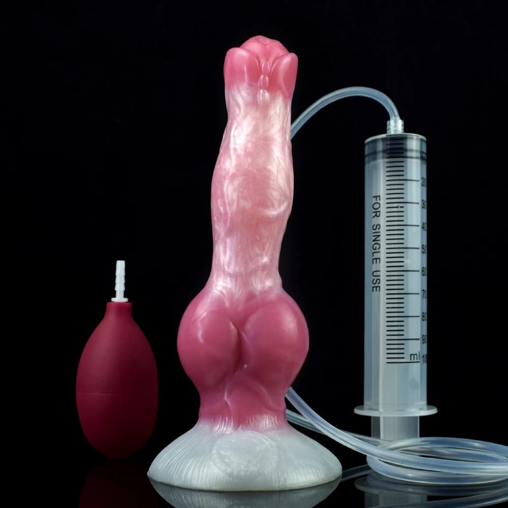 NNSX Water Spray Anal Plug Wolf Dog Dildo Big Knot Silicone Penis with Strong Sucker Ejaculation Function Anal Sex Toy for Women
