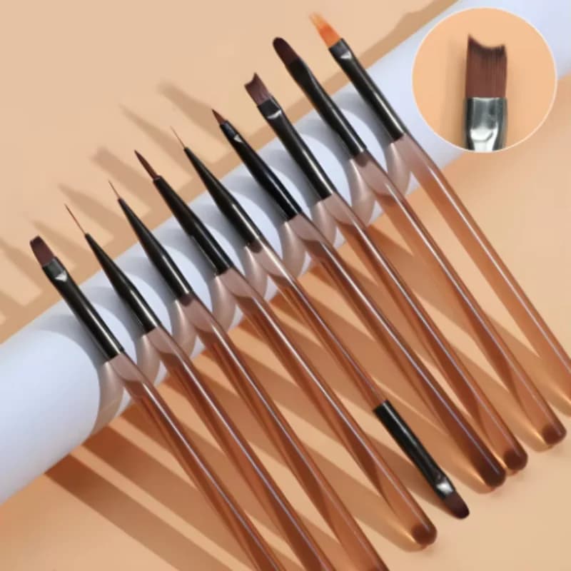9 pezzi/set strumenti per pittura con penna per design per nail art con pennello per gel per estensione delle unghie pennello per gel per unghie a casa manicure fai da te