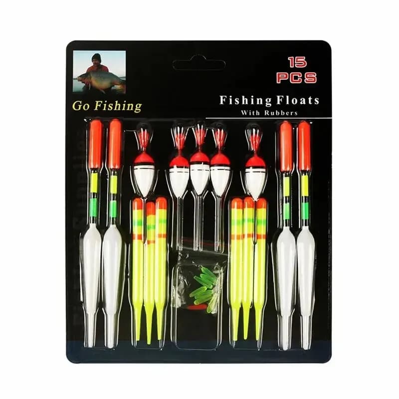 Set galleggiante da pesca 15pc Boa verticale professionale con bastone luminoso Multifunzione esca galleggiante Attrezzatura da pesca per la pesca alla carpa Pesca