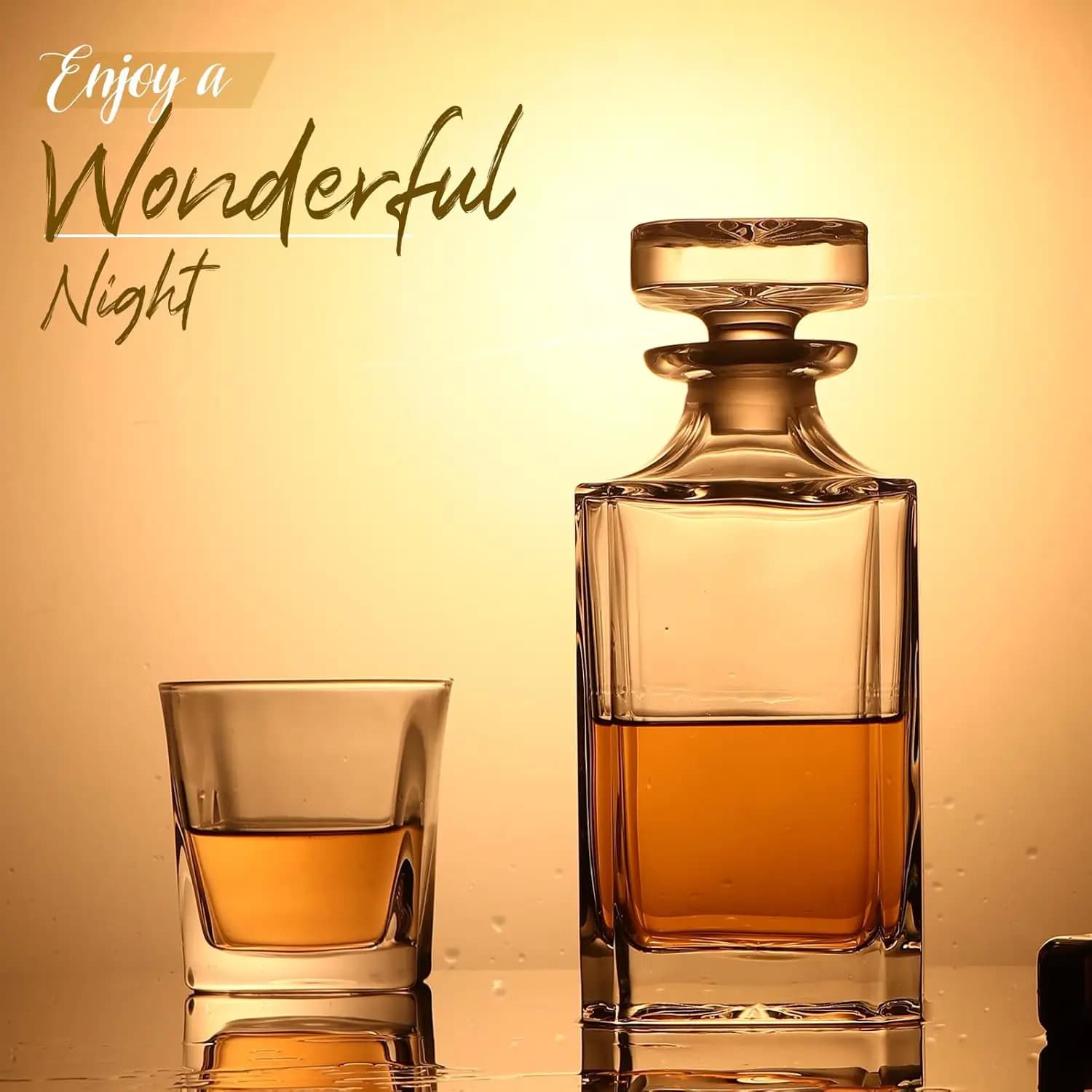 Decanter in vetro - Decanter al whisky per vino, Bourbon, brandy, liquore, succo, acqua, collutorio (25,4 oz/750 ml)