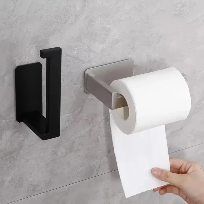 Porta carta igienica autoadesivo in acciaio inossidabile senza trapano, supporto da parete per bagno, cucina, camper, strumenti salvaspazio antiruggine