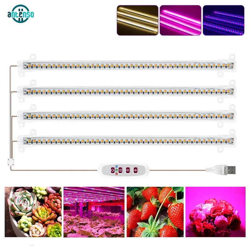 Spettro completo Coltiva la luce Lampade da coltivazione a LED Luce per piante 30 cm 5 V USB Phytolamp per la coltivazione di piantine di fiori di piante