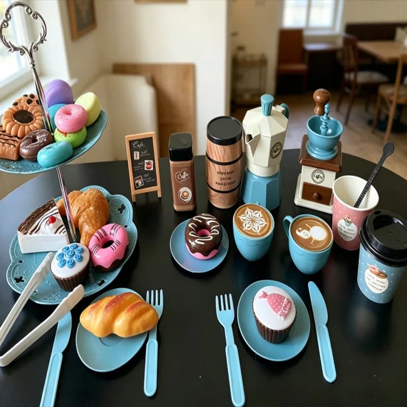 Pretend Play Coffee Set 38 PIECE Coffee Maker Food Dessert Kitchen Accessories DIY Afternoon Tea Role Play Game Girl Party Gifts