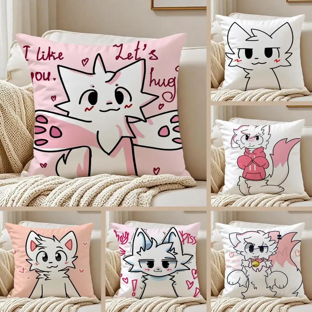 Anime Boykisser Silly Cat pillow sheet in silky short plush, printed on both sides, for sofa, all seasons, home decoration, gift