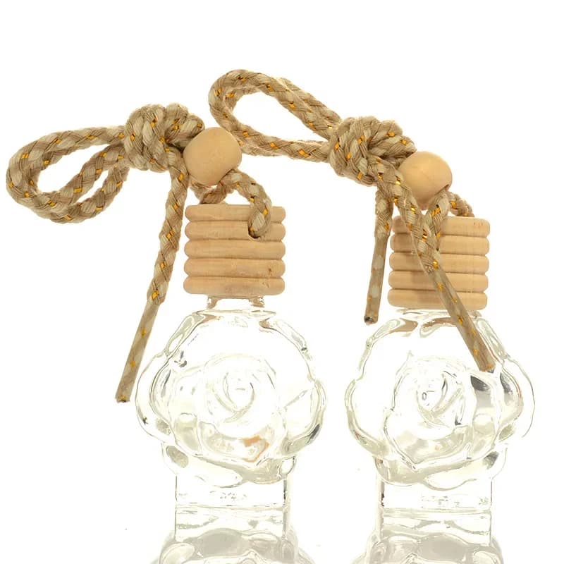 12ml Reusable Essential Oil Diffuser Vacuum Deodorant For Car Pendant Fist Perfume for aromatherapy glass bottle with wooden cap