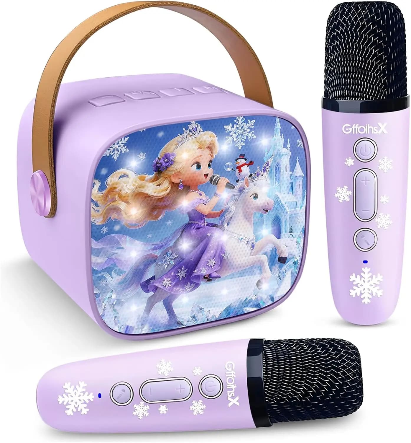 Macchina per Karaoke Portatile per Bambini con Microfoni Wireless, Altoparlante Bluetooth per Età 3-12+, Regalo di Compleanno