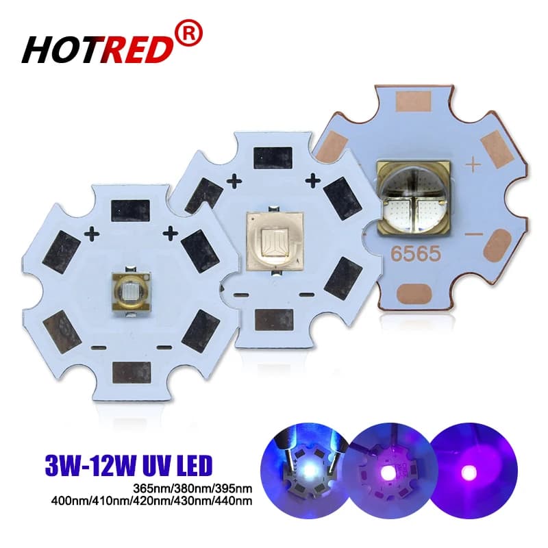 LED UV 3V 6V 12V 3W 5W 10W12W Viola 3535 XPE 5050 XLM LG6565 Chip di luce 365nm 370NM 395nm 405nm per la verifica della fotopolimerizzazione della stampante