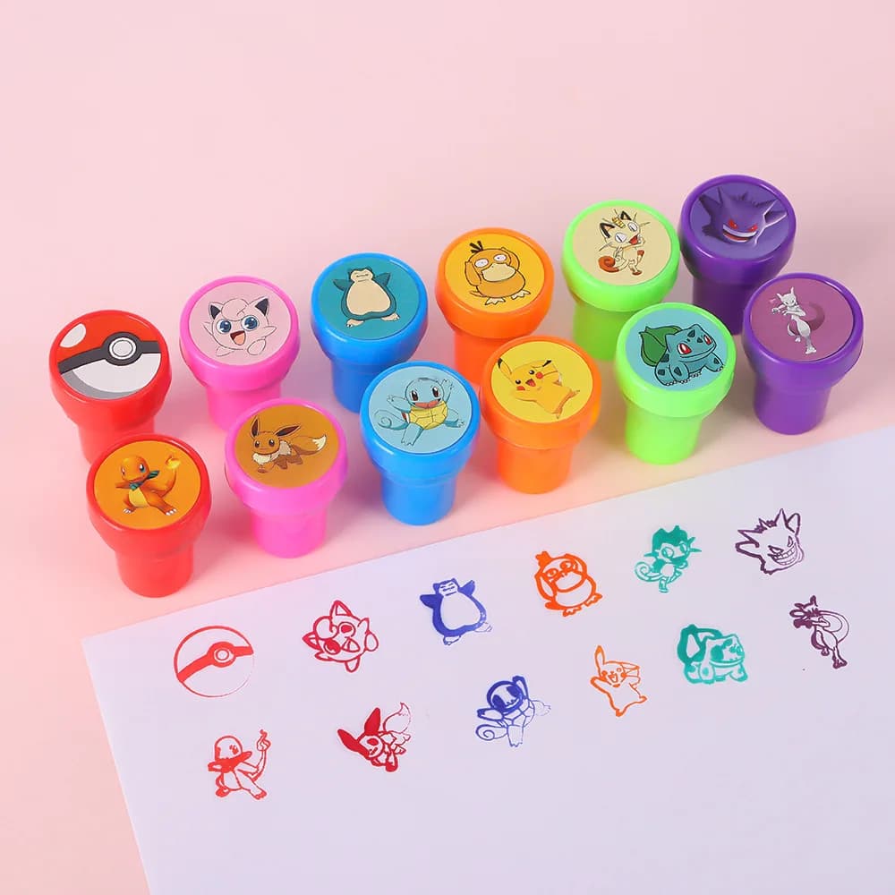 12PCS Pokemon Anime Color Mini Seal Pikachu Gengar Snorlax Cartoon Cute Plastic Toy Accessories Decorate Kid’s Birthday Gifts