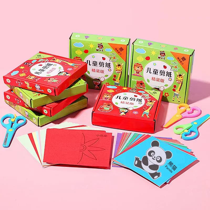 96 pezzi per bambini fai da te carta colorata taglio pieghevole artigianale per bambini con forbici sicure in plastica giocattoli educativi per addestramento alla concentrazione