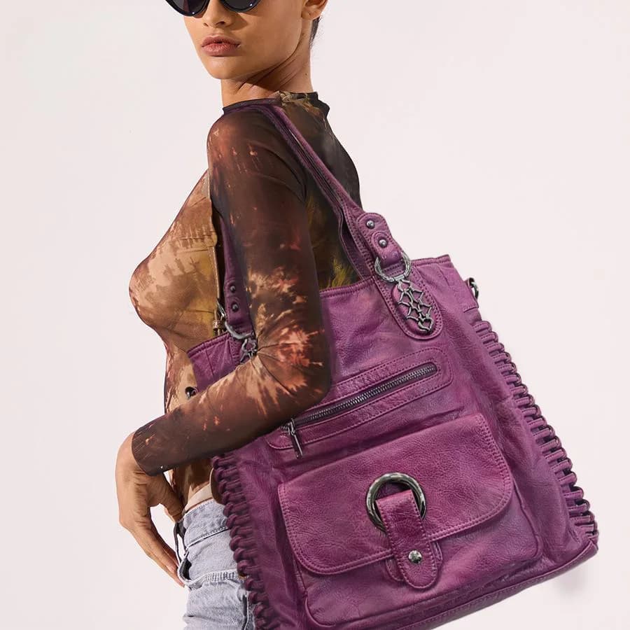 Used motorcycle bag washed for hot girl Y2K from fashionable street woman handbag single retro shoulder bag of great capacity