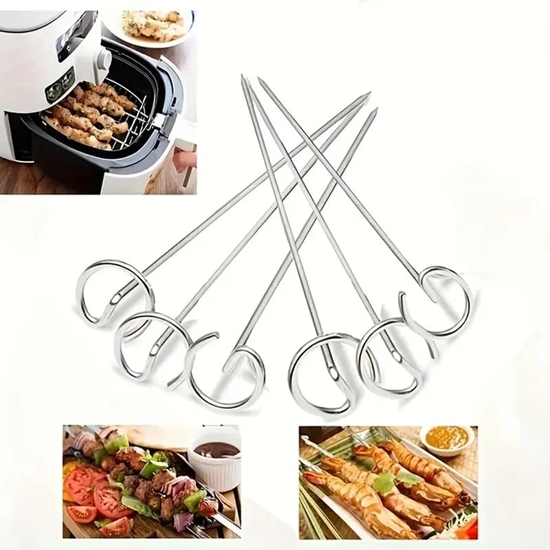 10/20pcs Stainless Steel Multifunctional BBQ Spies Air Fryer Oven Vertical Baking Needle Oven Accessories