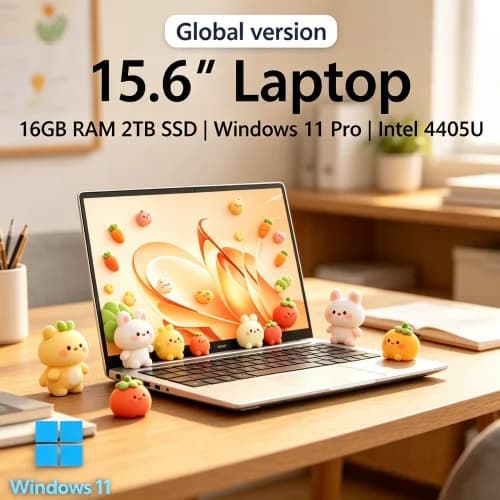 Laptop Ultraleggero Quintessential 2026 15.6 Pollici, 16GB RAM, 2TB SSD, Intel 4405U, PC da Gaming Stellar, Display 1920*1080, Elite per Ufficio e Studio