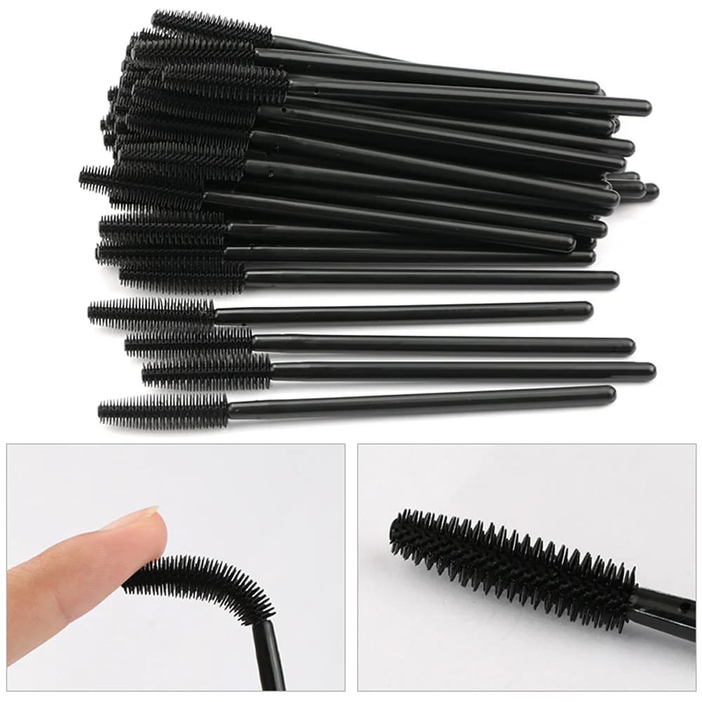25/50PCS US Eyelash Brush And Throw Silicone Gel Mascara Bacchette Applyer Spooler Extension Eyelashes Cosmetic Brushes Makeup Tool