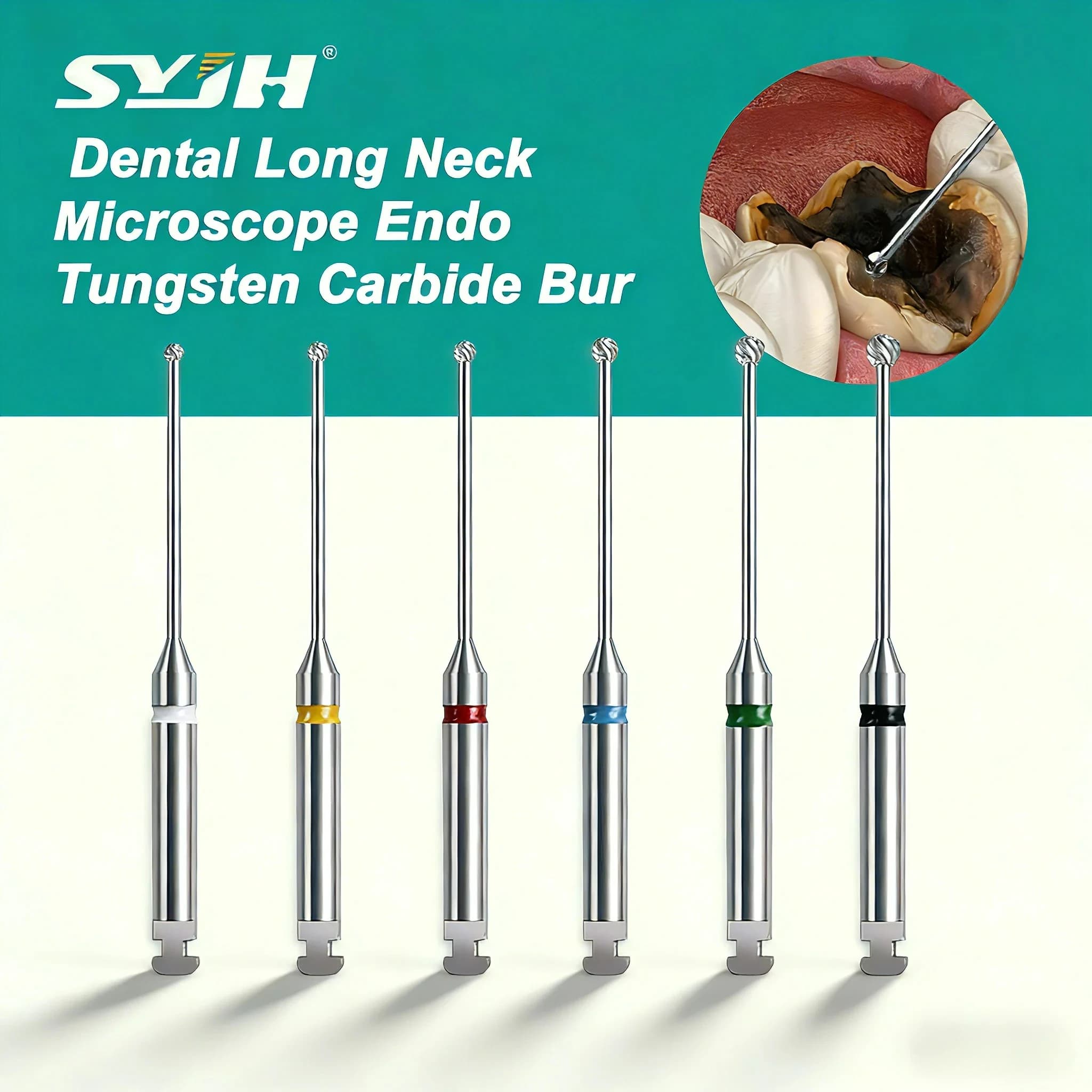 6 pcs. RA 34mm Frese Dentali a Sfera in Tungsten carbide with Long neck for Endoscopic Microscope, for Low Speed Dental Manipula, Dental Instruments