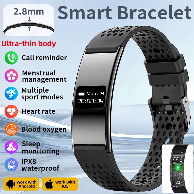 Uomo Donna Bracciale intelligente Frequenza cardiaca Monitor del sonno Salute Smart Band Sport impermeabile Fitness Tracker Smartwatch per Android iOS