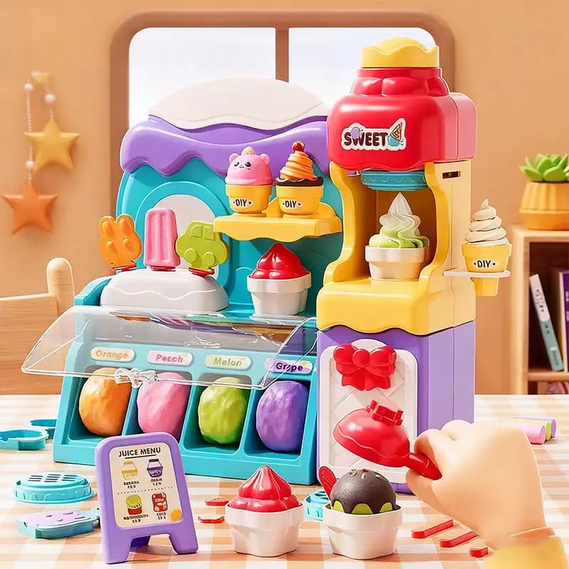 Set di pasta da gioco per gelato fai-da-te per bambini Montessori Fai finta di giocare con i giocattoli alimentari Accessori da cucina per bambini Ragazze Ragazzi Regalo