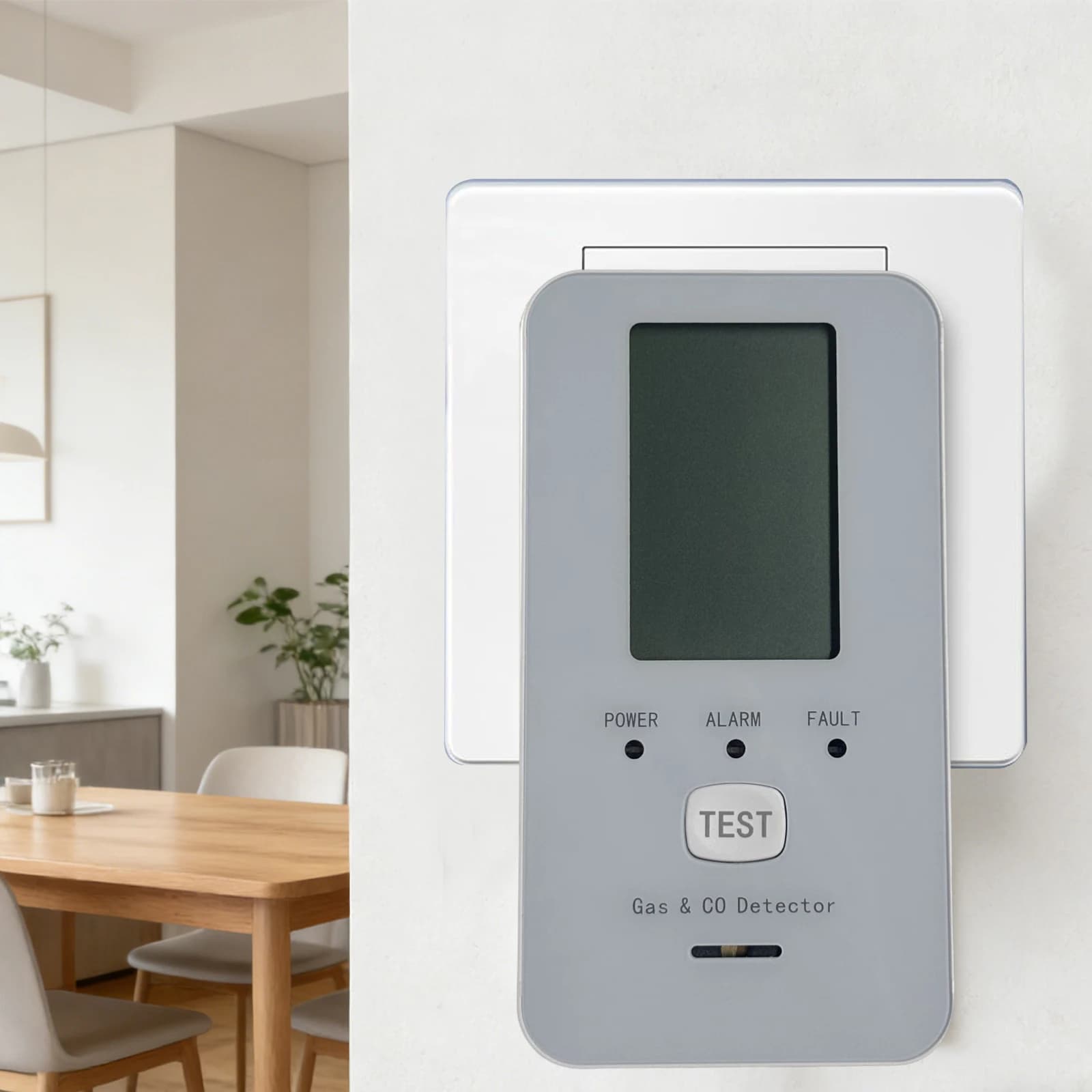 4-in-1 Gas & Carbon Monoxide Detector Plug in with LED Color Display Ultra Sensitive CO Detector with Temperature Humidity Display for Home Kitchen Hotels RV Apartment Travel (US White)