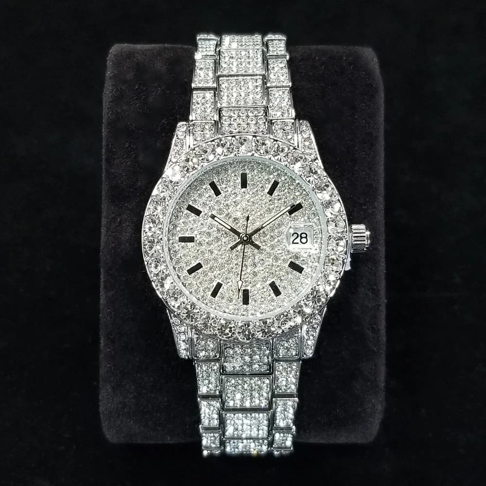 Stylish Diamond Watch Round Stainless Steel Quartz Watch Women's Fashion Fashion Waterproof Frosted Gift For Women