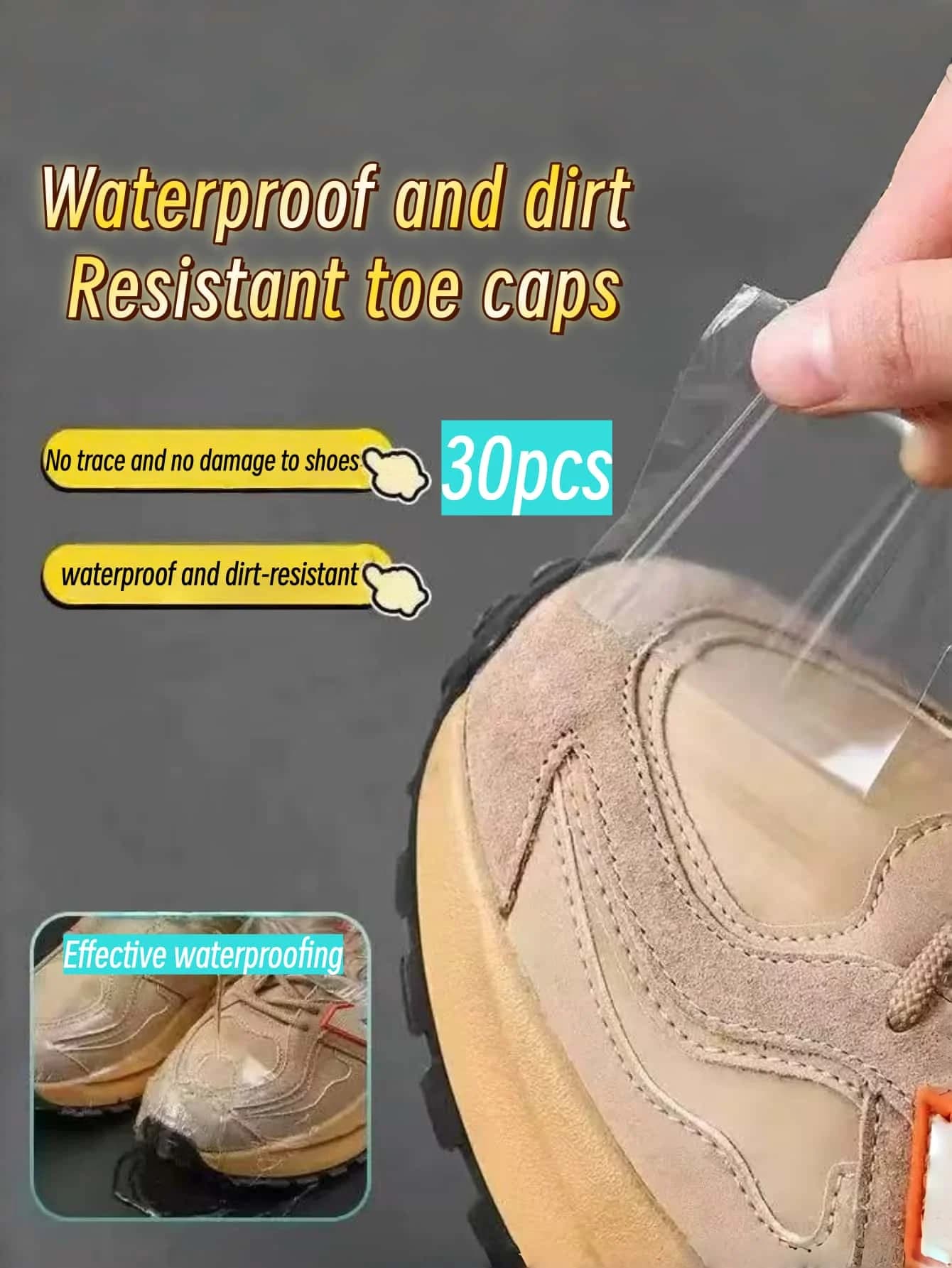 30 Pieces of Protective Wall decals Waterproof and Anti-dust for Shoes, Anti-humidity Protectors for Men's Shoes and Women's Shoes for Snow Climates, Waterproof Film for Toes, Waterproof Stickers for Toes, Waterproof Stickers